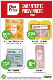 Kiwi kundeavis uke 38 Side 14: First Price Kylling Lårstykker €99,00, First Price Makrell i Tomat €16,40
