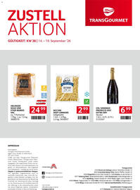 Transgourmet Flugblatt woche 38 Seite 36: Col Sandago Prosecco DOC Extra Dry €6,99, McCain Deep Crinkers €2,99