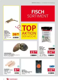 Transgourmet Flugblatt woche 38 Seite 16: Teppichmuschel Vongole Veraci Mittel €23,49, Youkon Rotlachs Geschnitten €14,99