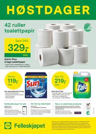 Felleskjøpet kundeavis Side 12: Zalo Ultra 5 liter €219,00, Katrin Plus 3-lags toalettpapir €329,00