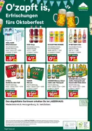 Lagerhaus Flugblatt Seite 8: Egger Märzen €13,80, Stiegl Goldbräu oder Hell €15,80