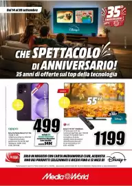 Volantino MediaWorld Pagina 1: Smartphone Reno16 F 5G €499,00, LG Smart TV 55" 55G56LS €1.199,00