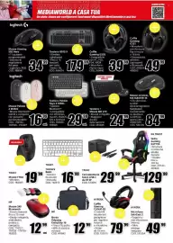 Volantino MediaWorld Pagina 15: HP Mouse 240 Bluetooth €12,99, Sedia Gaming GX Trust GXT704 €129,99