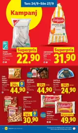Lidl reklamblad vecka 39 Sida 25: Matriket pulled pork €44,90, Lithells varm- / wienerkorv €49,90