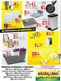 Catalogue Bazarland page 2: Poubelle à pédale €27,99, B Tapis de bain chenille microfibre €3,89