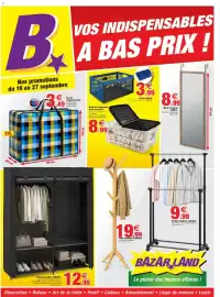 Catalogue Bazarland page 1: DRESSY Penderie double €12,99, Boîte de rangement avec couvercle €8,99