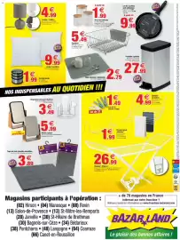 Catalogue Bazarland page 2: Poubelle à pédale €27,99, B Tapis de bain chenille microfibre €3,89