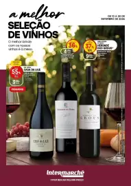 Folheto Intermarché Página 1: Casa da laje vinho doc douro €3,99, Marquês de borba vinho doc alentejo €4,79