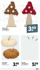Catalogue Wibra page 3: Ornement champignon €3,49, Citrouille feutrine €3,49
