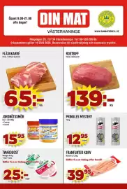 Din Mat reklamblad vecka 38 Sida 2: Fläskkarré €65,00, Pringles mystery €12,95