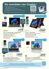 AUVA folder Pagina 2: OmniBook 3 NG AI €899,00, Acer Aspire 16 AI €749,00