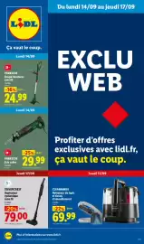 Catalogue Lidl | Du 14/09 au 17/09 Les Exclus Web de la semaine page 1: SILVERCREST Aspirateur cyclonique sans fil €79,00