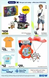 BIG W catalogue Page 2: LEGO Pokémon Spooky Showdown €109,00, Tee & Relaxed Denim Shorts €8,00