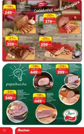 Auchan akciós újság hét 38 Oldal 10: HAJNAL HÚS FÜSTÖLT KOLOZSVÁRI SZALONNA €359,00, HAJNAL HÚS CSÉCSI, FŐTT SZALONNA €259,00