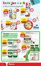 Auchan akciós újság hét 38 Oldal 16: DANONE ACTIVIA KRÉMES JOGHURT €529,00, Mizo ESL Dobozos Tej €389,00