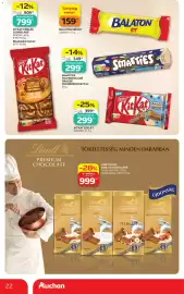 Auchan akciós újság hét 38 Oldal 22: Balaton Szelet €159,00, Lindt Gold Táblás Csokoládé €999,00