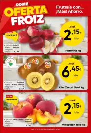 Folleto FROIZ semana 38 Página 1: Kiwi zespri gold €6,45, Melocotón rojo €2,15