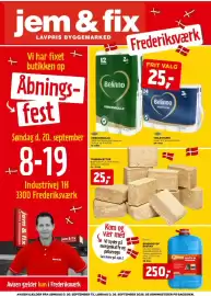 Jem & fix tilbudsavis uge 39 Side 1: Træbriketter €25,00, Belinno køkkenrulle €18,30