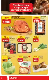 Auchan akciós újság Oldal 2: Póréhagyma €299,00, Tauris Füstölt, Hátsó Csülök €1.390,00