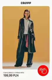 Cropp gazetka Strona 3: Czarny płaszcz z imitacji skóry Cropp €199,99