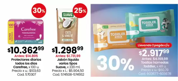 Catálogo Coto semana 38 Página 7: Toallas húmedas toddler €2.917,99, Carefree - protectores diarios todos los dias €10.362,99