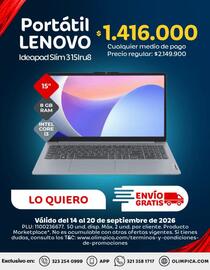 Catálogo Olímpica semana 38 Página 4: Lenovo - portátil ideapad slim 315iru8 €1.416.000,00