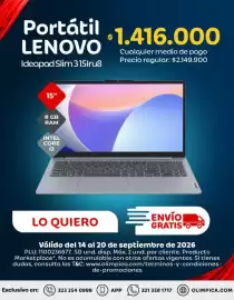 Catálogo Olímpica semana 38 Página 4: Lenovo - portátil ideapad slim 315iru8 €1.416.000,00
