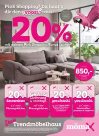 Mömax Flugblatt woche 38 Seite 1: Pink Shopping? Da haut's dir den VOGEL- raus! bis zu Ausgenommen alle Werbe- und