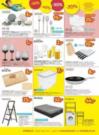 Möbelix Prospekt woche 38 Seite 11: James Wood Messerblock Jeronimo €10,00, Ondega Bierglas Martin €2,00