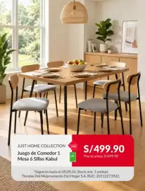 Catálogo Sodimac semana 38 Página 7: Just Home Collection Juego de Comedor 1 Mesa 6 Sillas Kabul €499,90