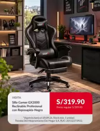 Catálogo Sodimac semana 38 Página 9: Vidita silla gamer gx2000 reclinable profesional con reposapiés-negro €319,90