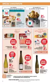 Catalogue U Express page 4: SCHERER ALSACE AOP BLANC EDELZWICKER RESERVE €4,90, Saucisse de Morteau IGP €3,71