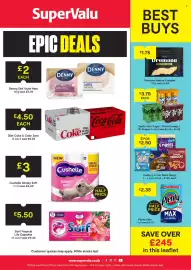 SuperValu leaflet Page 1: Cadbury fingers mini €1,25, Sprite Zero Sugar / Fanta Orange / Dr Pepper €3,75