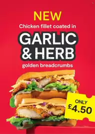 SuperValu leaflet Page 9: Chicken fillet coated in garlic & herb golden breadcrumbs €4,50