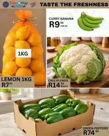 Take 'n Pay catalogue Page 13: GREEN PEPPERS €74,99, LEMON €7,99
