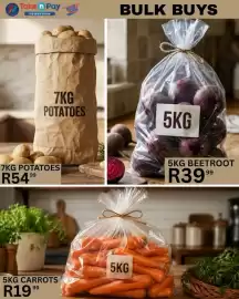 Take 'n Pay catalogue Page 19: Carrots €19,99, Potatoes €54,99