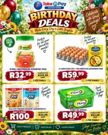 Take 'n Pay catalogue Page 4: B-well Mayonnaise Assorted €32,99, Flora 1KG Spread €49,99