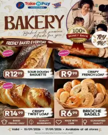 Take 'n Pay catalogue Page 6: Brioche Bagels €6,99, CRISPY TWIST LOAF €14,99