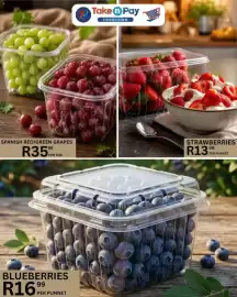 Take 'n Pay catalogue Page 9: BLUEBERRIES €16,99, Strawberries €13,99
