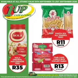 1UP catalogue week 38 Page 2: Pasta Joy All Shapes €11,00, NOLA Original Mayonnaise €35,00