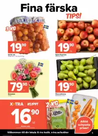 Coop Extra reklamblad vecka 39 Sida 5: Gul lök i nät €19,90, Päron conference €19,90