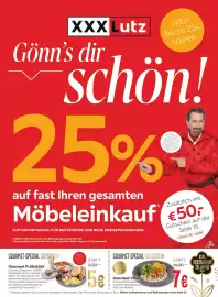 XXXLutz Prospekt Seite 1: XXXLutz Gönn's dir Jetzt bis zu 25% sparen Schön! Aus- genommen alle Werbe-, Aktions- und XXXLutz