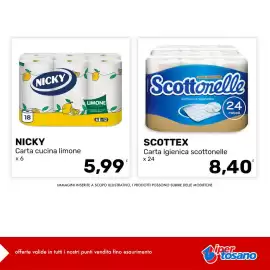 Volantino Iper Tosano settimana 38 Pagina 5: Nicky carta cucina limone €5,99, Carta igienica scottonelle €8,40