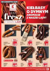 Kaufland gazetka tydzień 38 Strona 18: Kiełbasa Krakus €3,69, Kiełbasa Kabanos €2,99