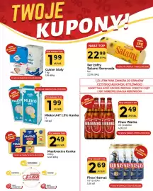 Społem Częstochowa gazetka tydzień 38 Strona 2: Piwo Warka €2,49, Ser żółty Salami Serenada €22,99