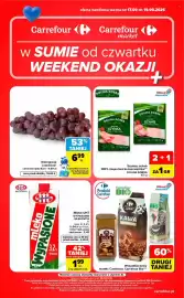 Carrefour gazetka Strona 1: Szyinka, schab 100% mięsa bez konserwantów DOLINA DOBRA €1,00, Winogrona czerwone €6,99