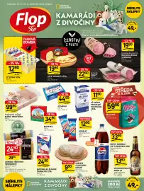 Flop leták týden 38 Strana 1: JČ MLÉKO TRVANLIVÉ POLOTUČNÉ 1,5% €11,90, VELKOPOPOVICKÝ KOZEL 10 světlé výčepní €13,90