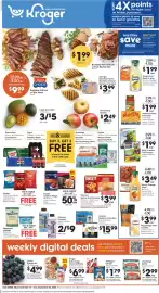 Kroger weekly ad week 38 Page 1: Cheez-It Family Size Crackers €3,99, Kroger chicken wings or frozen potatoes