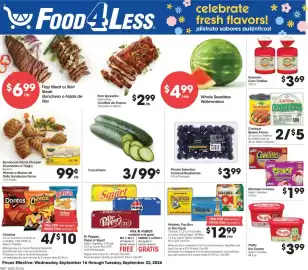 Food 4 Less weekly ad week 38 Page 1: Marinela cookies €1,99, Modelo, Pacifico or Dos Equis €12,99