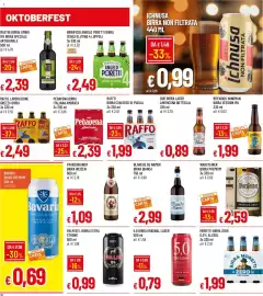 Volantino Galassia Pagina 18: Raffo lavorazione grezza birra €2,49, Blanche de Namur birra bianca €2,99